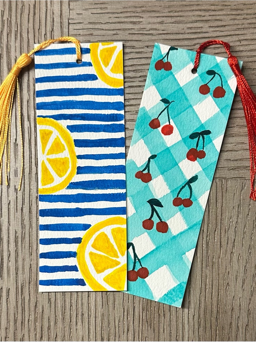 Hand Crafted Watercolor Bookmarks Set of 2